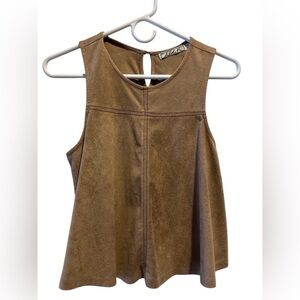 CHLOE K Tan faux suede sleeveless top